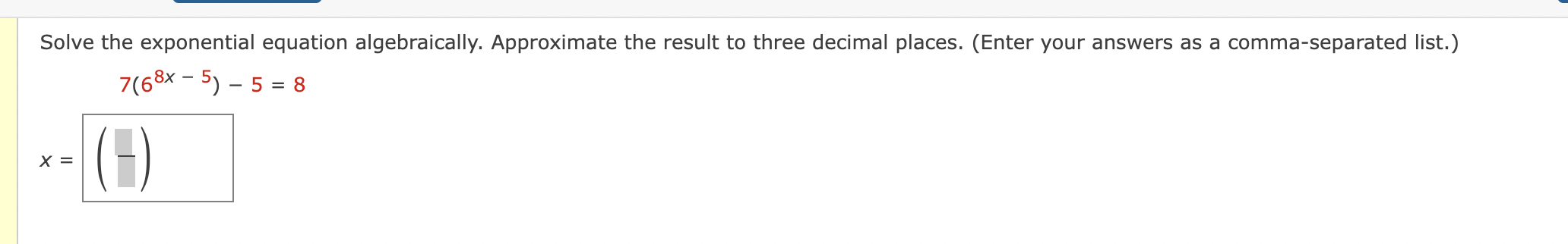 Solved Solve the exponential equation algebraically. | Chegg.com