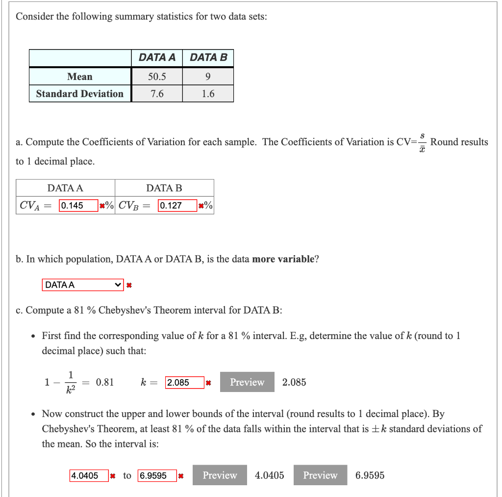 Solved Consider the following summary statistics for two | Chegg.com