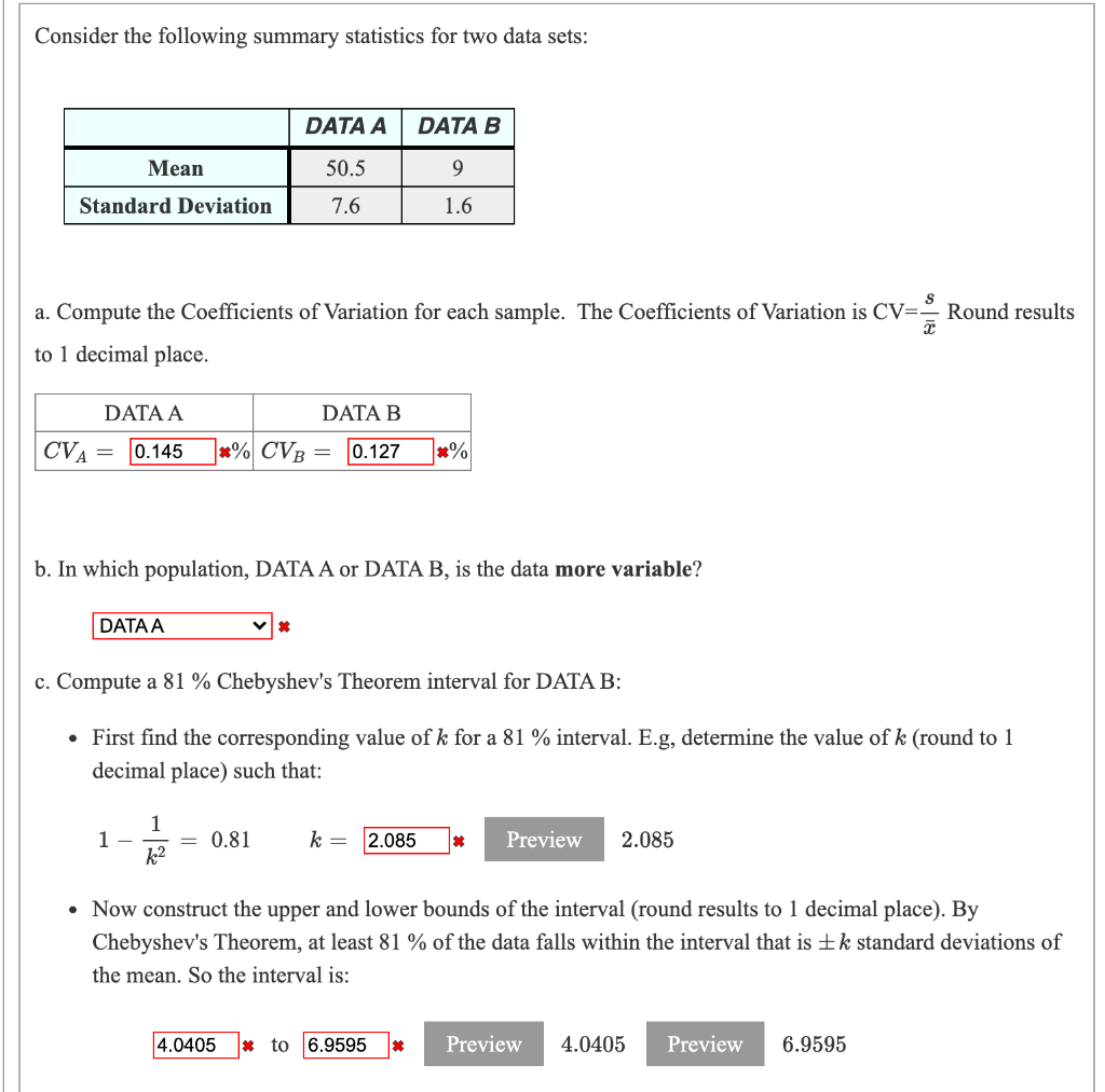 Solved Consider The Following Summary Statistics For Two | Chegg.com