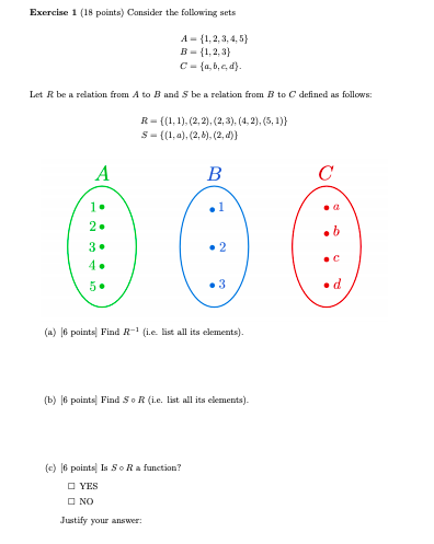 Solved Exercise 1 (18 Points) Consider The Following Sets A | Chegg.com