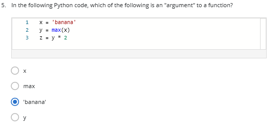 Solved 5. In the following Python code, which of the | Chegg.com