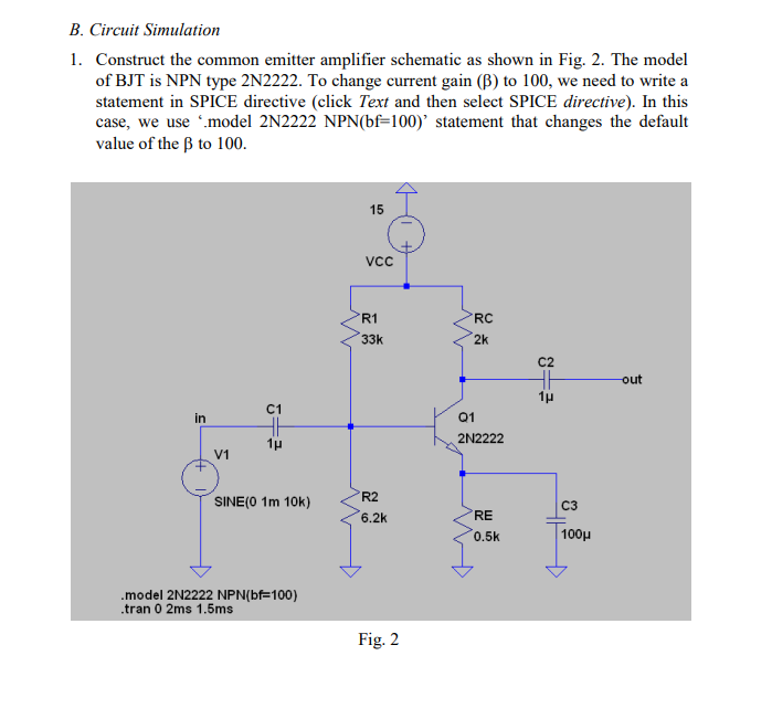 Schematic For Common Emitter Amplifier - Circuit Diagram