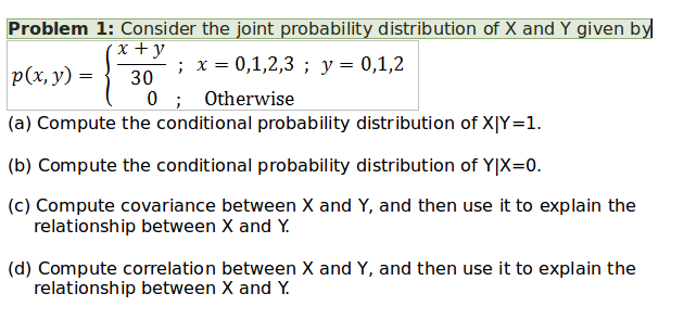 Solved Problem 1: Consider the joint probability | Chegg.com