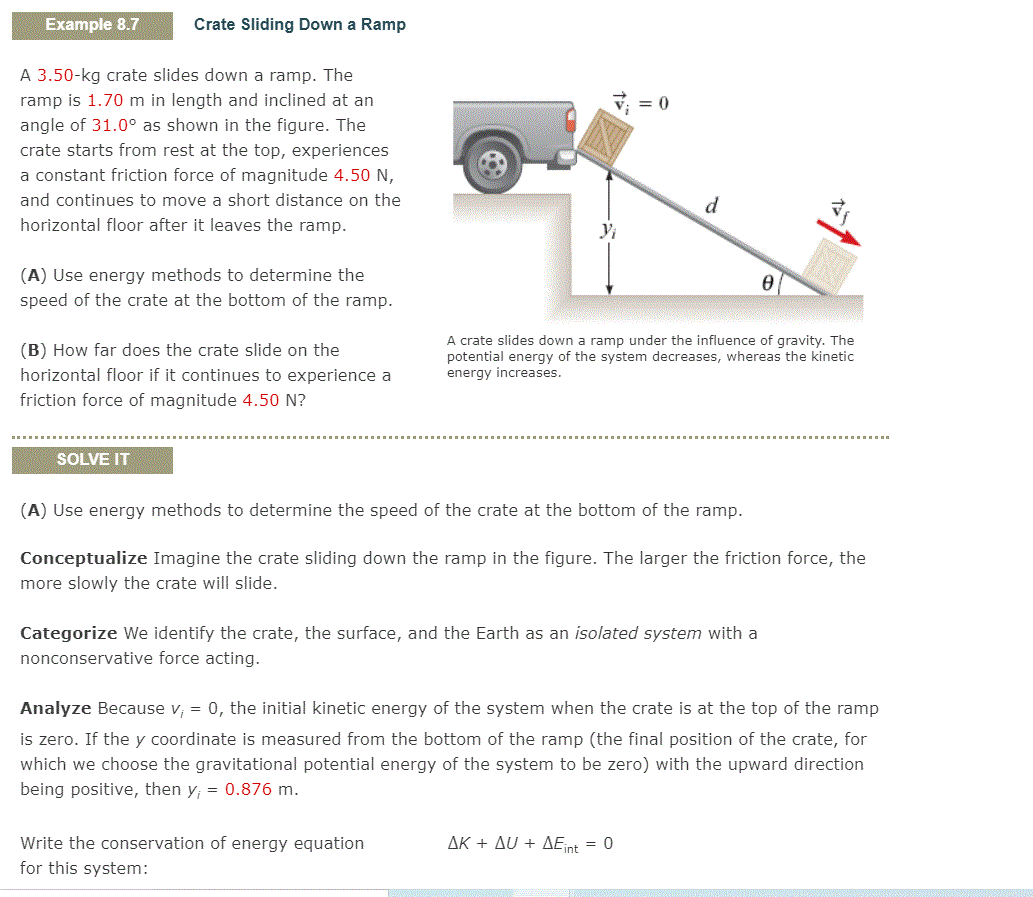 Solved Example 8.7 Crate Sliding Down a Ramp = 0 A 3.50-kg | Chegg.com