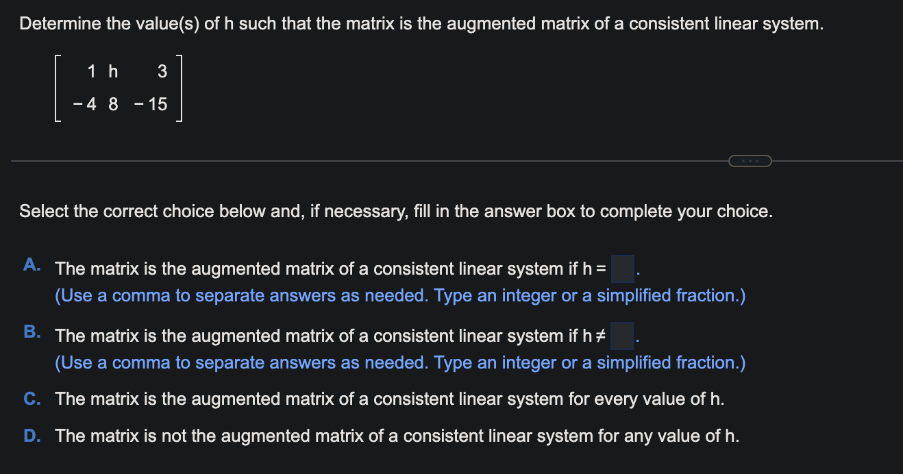 Solved Determine the value(s) of h such that the matrix is | Chegg.com