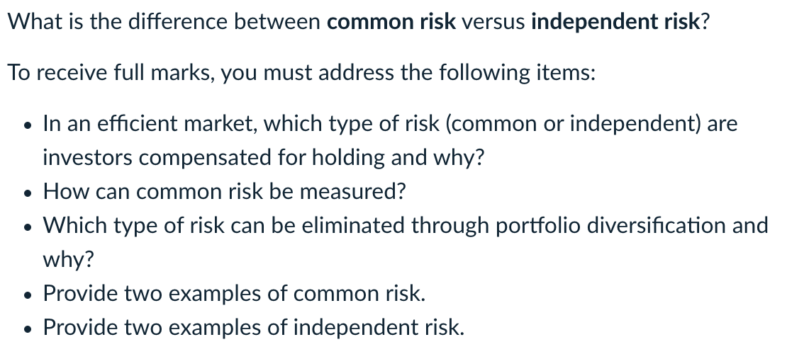 Common Risk And Independent Risk