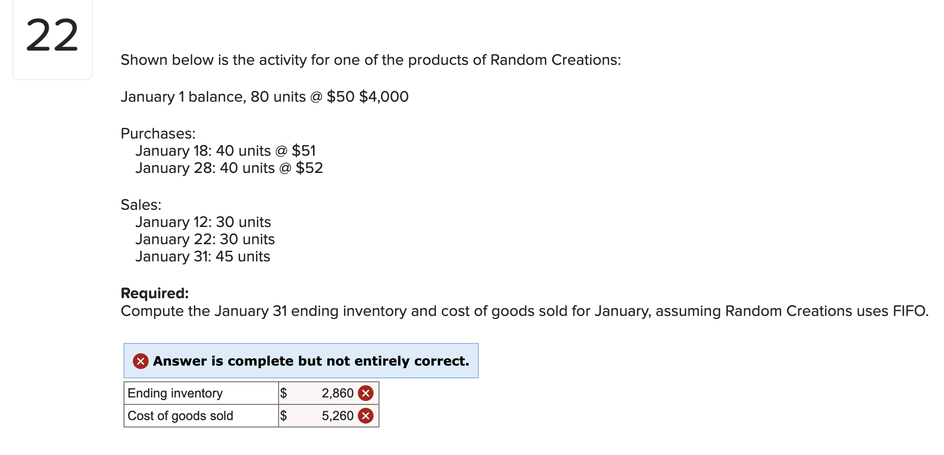 Sold Activity Solved Shown below is the activity for one of the products | Chegg.com