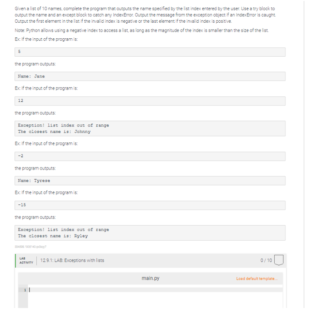 Solved Given a list of 10 names, complete the program that | Chegg.com