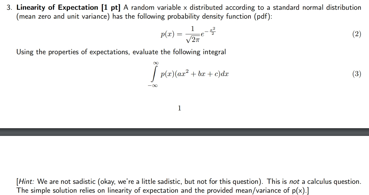 Solved 3. Linearity Of Expectation [1 Pt ] A Random Variable | Chegg.com