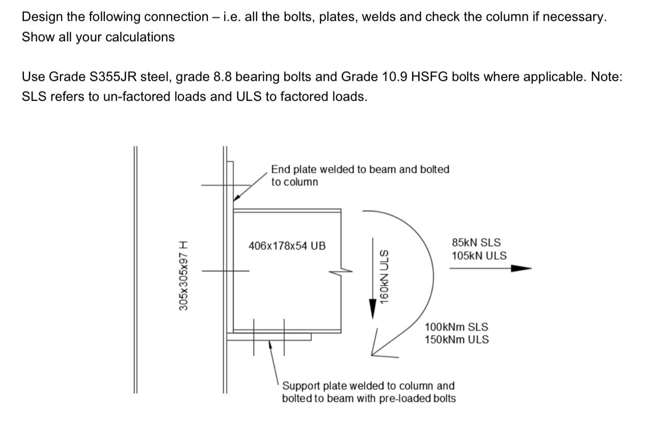 Solved Design the following connection - i.e. all the bolts, | Chegg.com