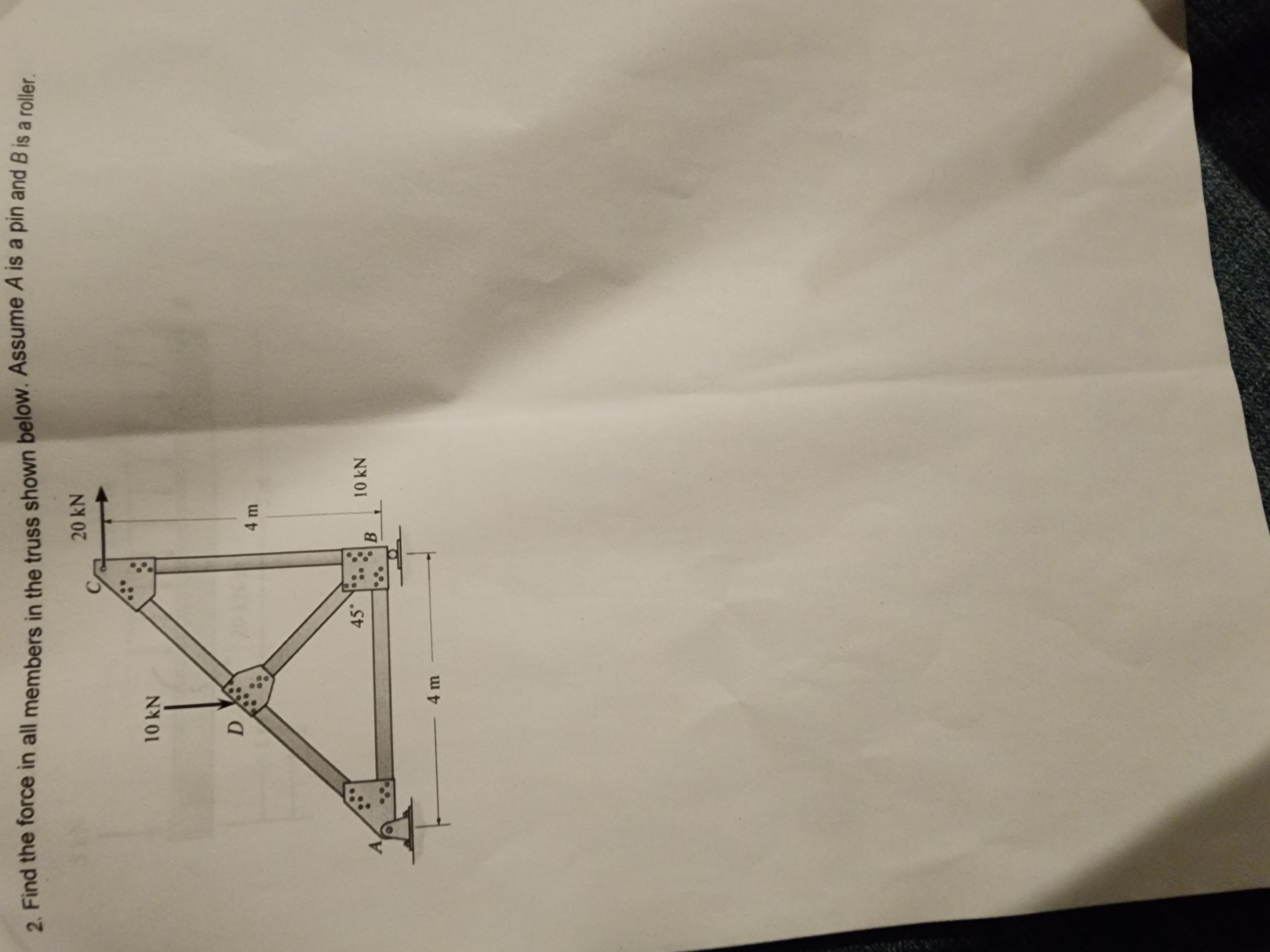 Solved 2. Find the force in all members in the truss shown | Chegg.com