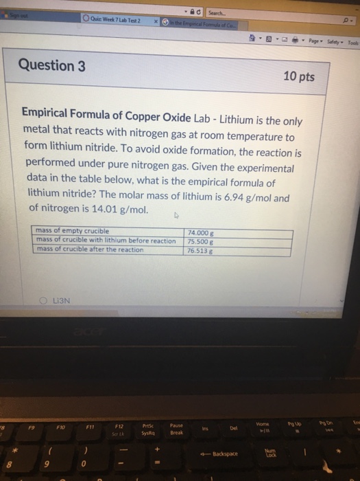 Solved Search. C Quiz Week 7 Lab Test 2 G n the Question 3 | Chegg.com