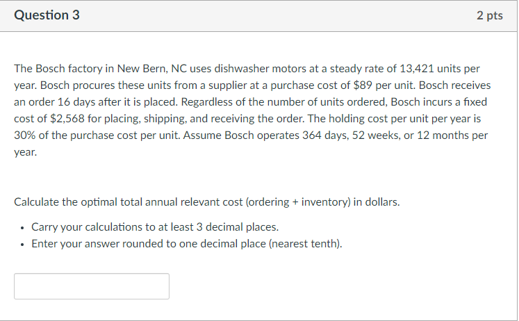 Solved The Bosch factory in New Bern NC uses dishwasher Chegg