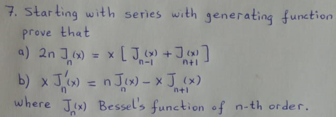 Solved 7. Starting with series with generating function | Chegg.com