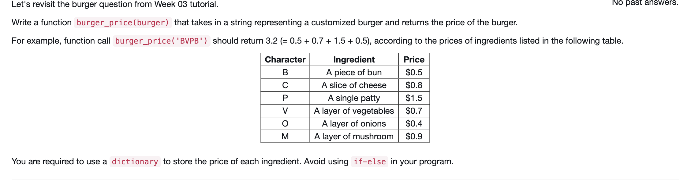 Solved Let's revisit the burger question from Week 03 | Chegg.com