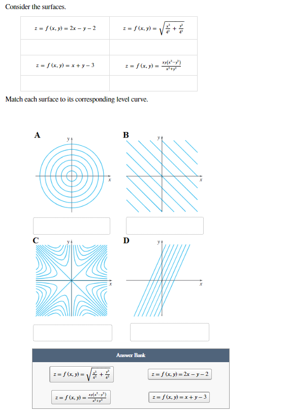 Solved Consider the surfaces. Match each surface to its | Chegg.com