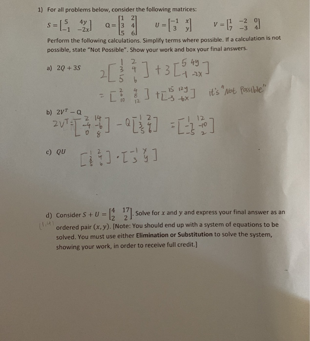Solved 1) For all problems below, consider the following | Chegg.com