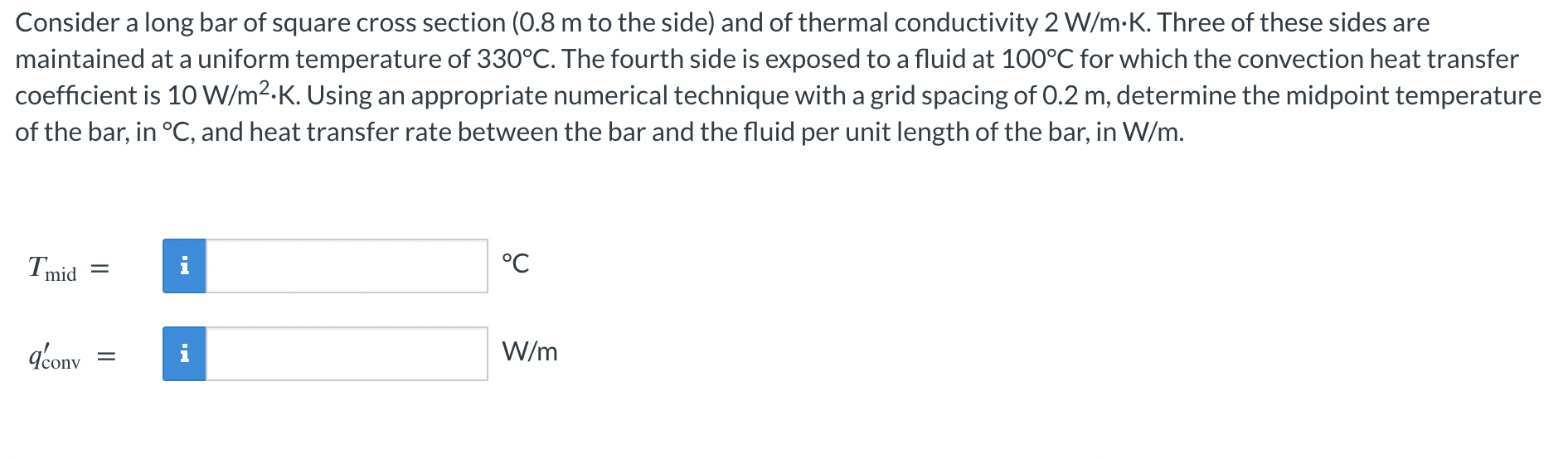 Solved Consider a long bar of square cross section (0.8 m to | Chegg.com