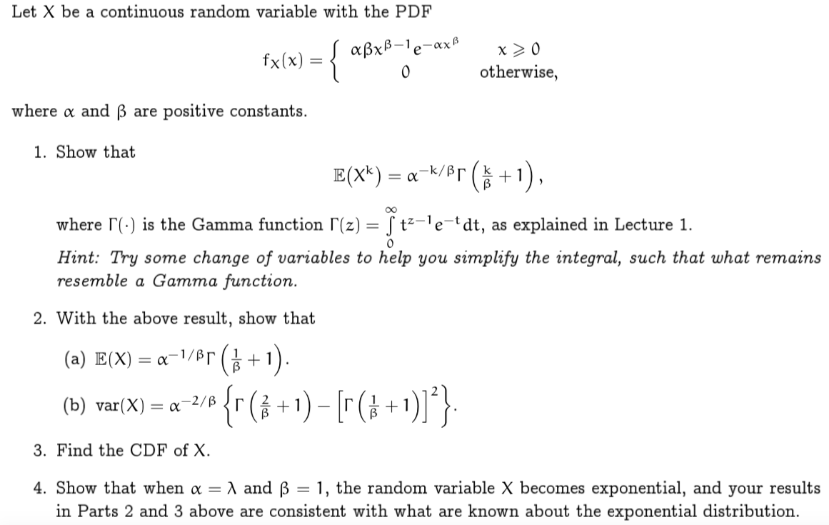 Solved Let X be a continuous random variable with the PDF | Chegg.com