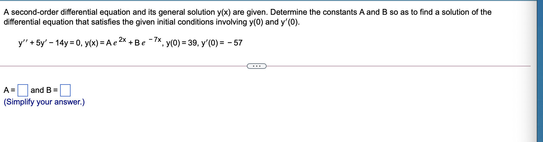 Solved A second-order differential equation and its general | Chegg.com