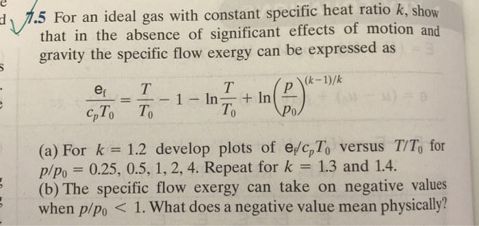 Solved For an ideal gas with constant specific heat ratio k, | Chegg.com