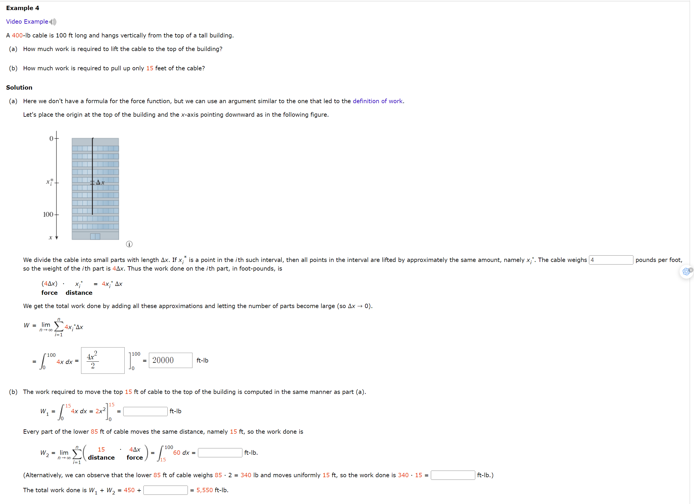 Solved Example 4 Video Example A 400 -lb cable is 100ft long | Chegg.com