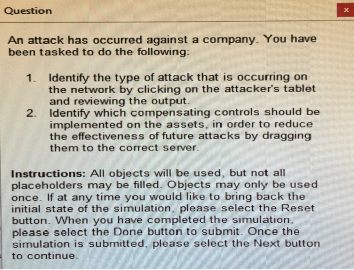 Solved Question An Attack Has Occurred Against A Company. | Chegg.com