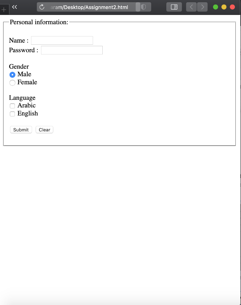 Solved Use HTML to design the following web page and use | Chegg.com