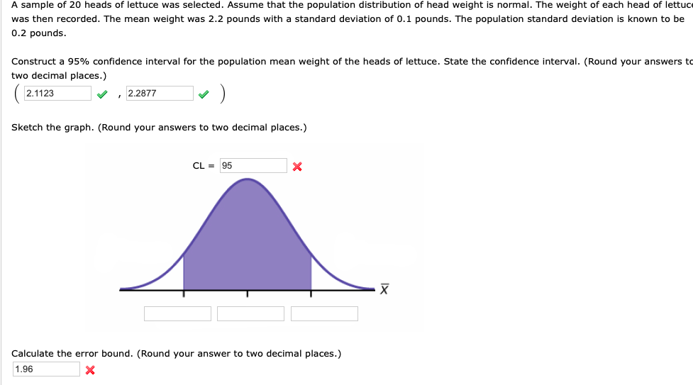 Solved A sample of 20 heads of lettuce was selected. Assume