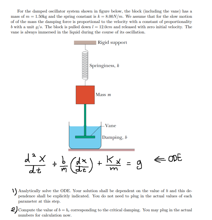 Solved For the damped oscillator system shown in figure