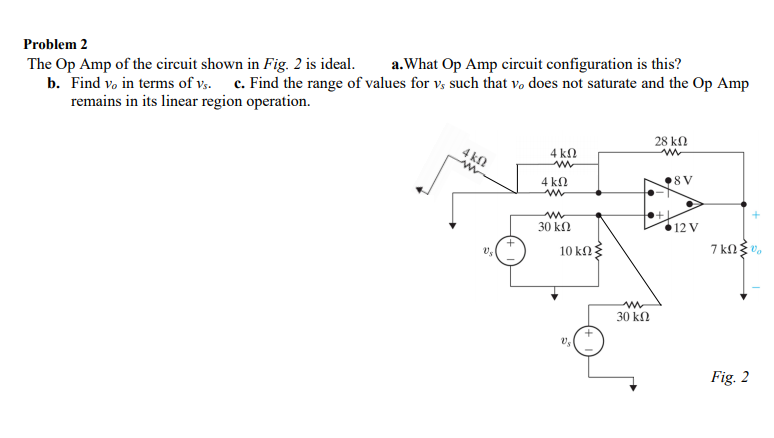 Solved Problem 2 The Op Amp of the circuit shown in Fig. 2 | Chegg.com