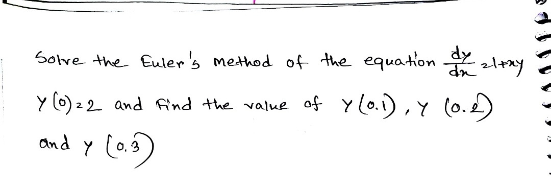 Solved Solve the Euler's method of the equation dxdy=1+xy | Chegg.com