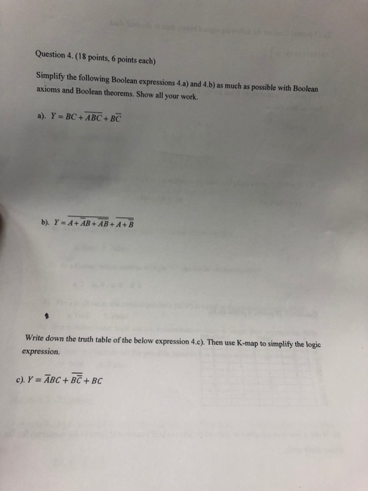 Solved Question 4.(18 points, 6 points each) Simplify the | Chegg.com