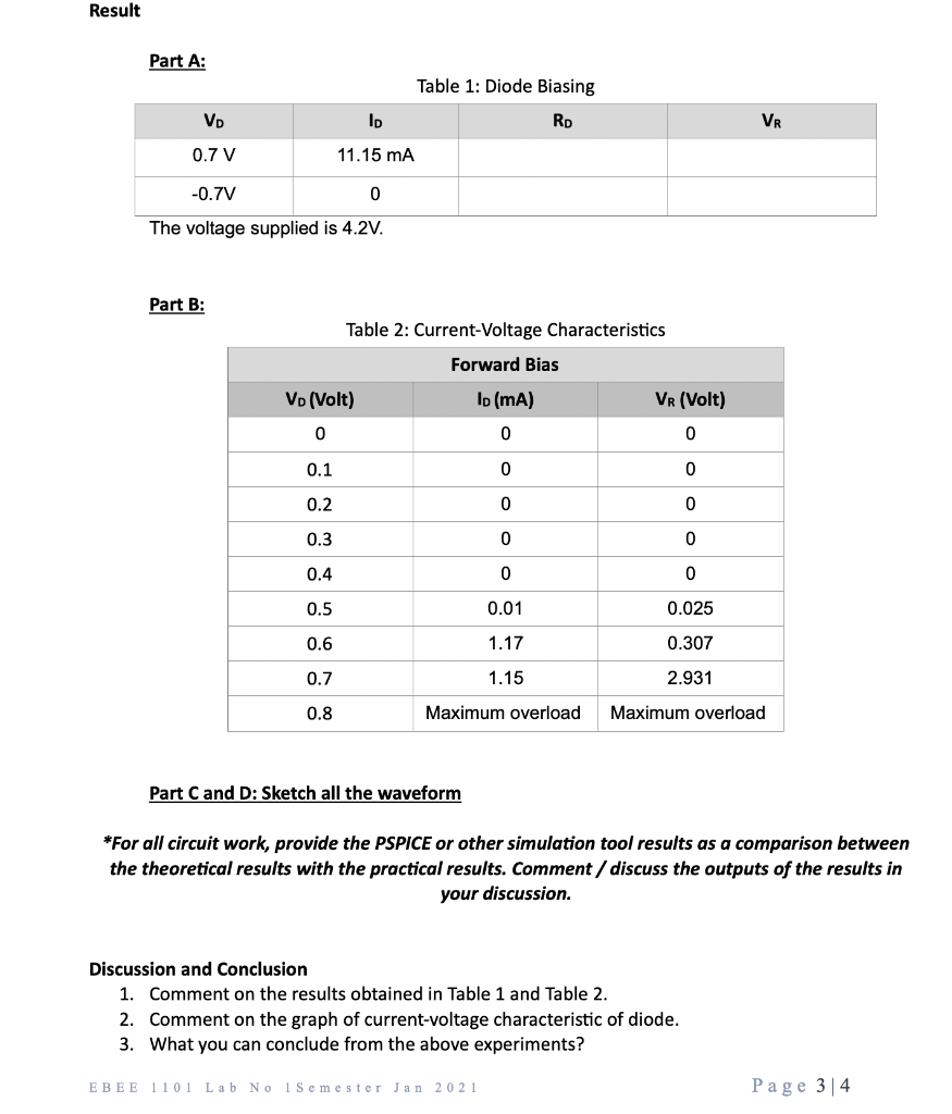 Solved EBEE 1011: Analogue Electronics Lab 1: Diode | Chegg.com