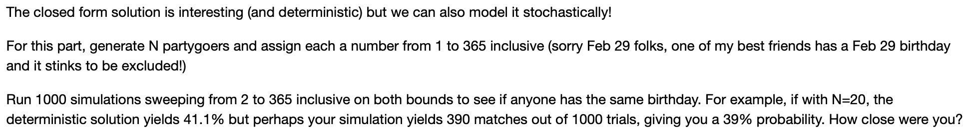 Solved I need help solving the Birthday paradox using | Chegg.com