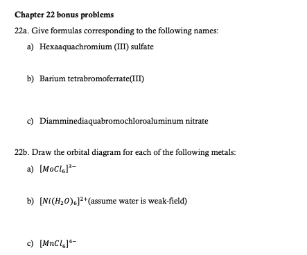 Solved Chapter 22 bonus problems 22a. Give formulas | Chegg.com