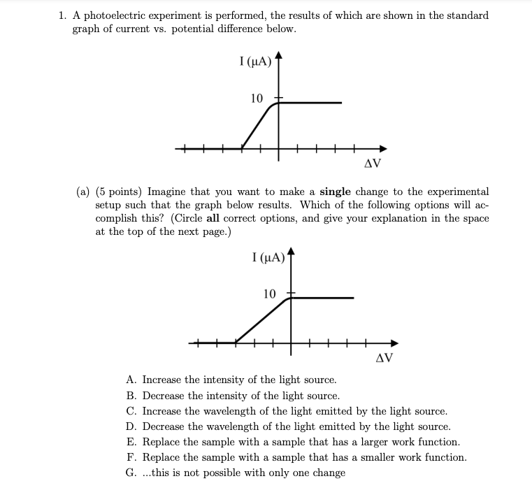 a photoelectric experiment was performed by separately