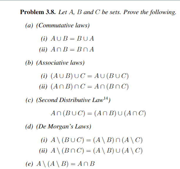 Solved Problem 3.8. Let A, B And C Be Sets. Prove The | Chegg.com