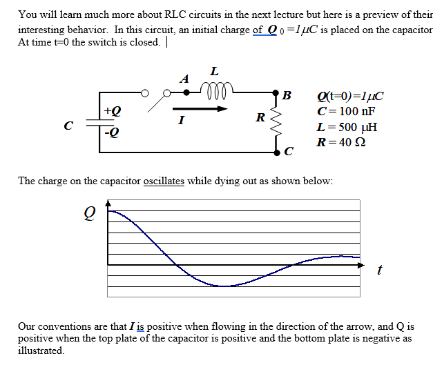 Solved You will learn much more about RLC circuits in the | Chegg.com