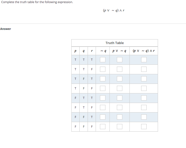 Solved Complete the truth table for the following | Chegg.com