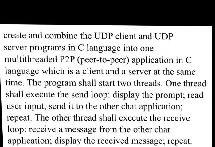 Solved Create And Combine The Udp Client And Udp Server 8156