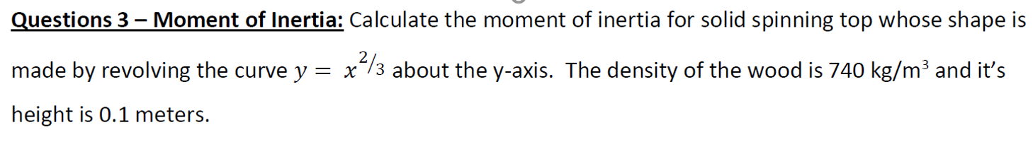 Solved Questions 3 – Moment Of Inertia: Calculate The Moment 