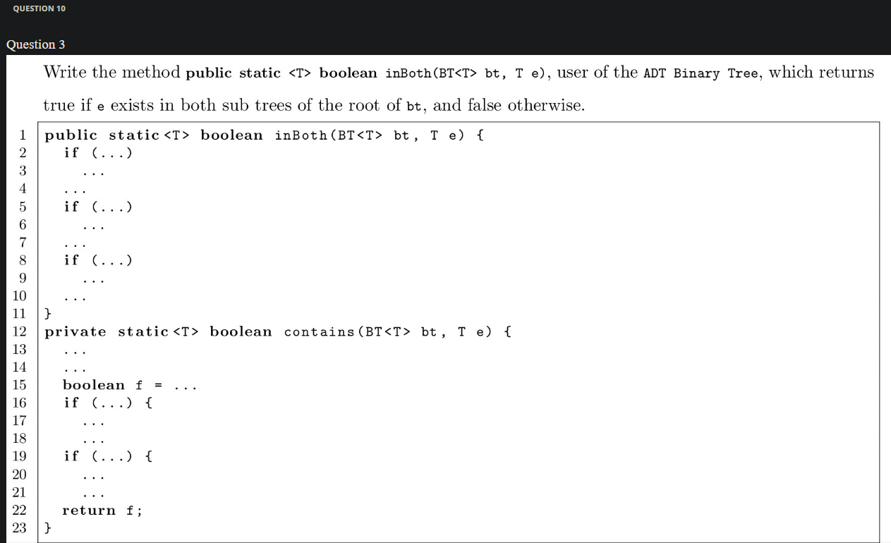 Solved QUESTION 10 Question 3 Write The Method Public Static | Chegg.com