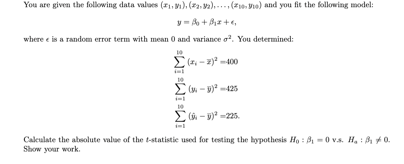 Solved You Are Given The Following Data Values | Chegg.com