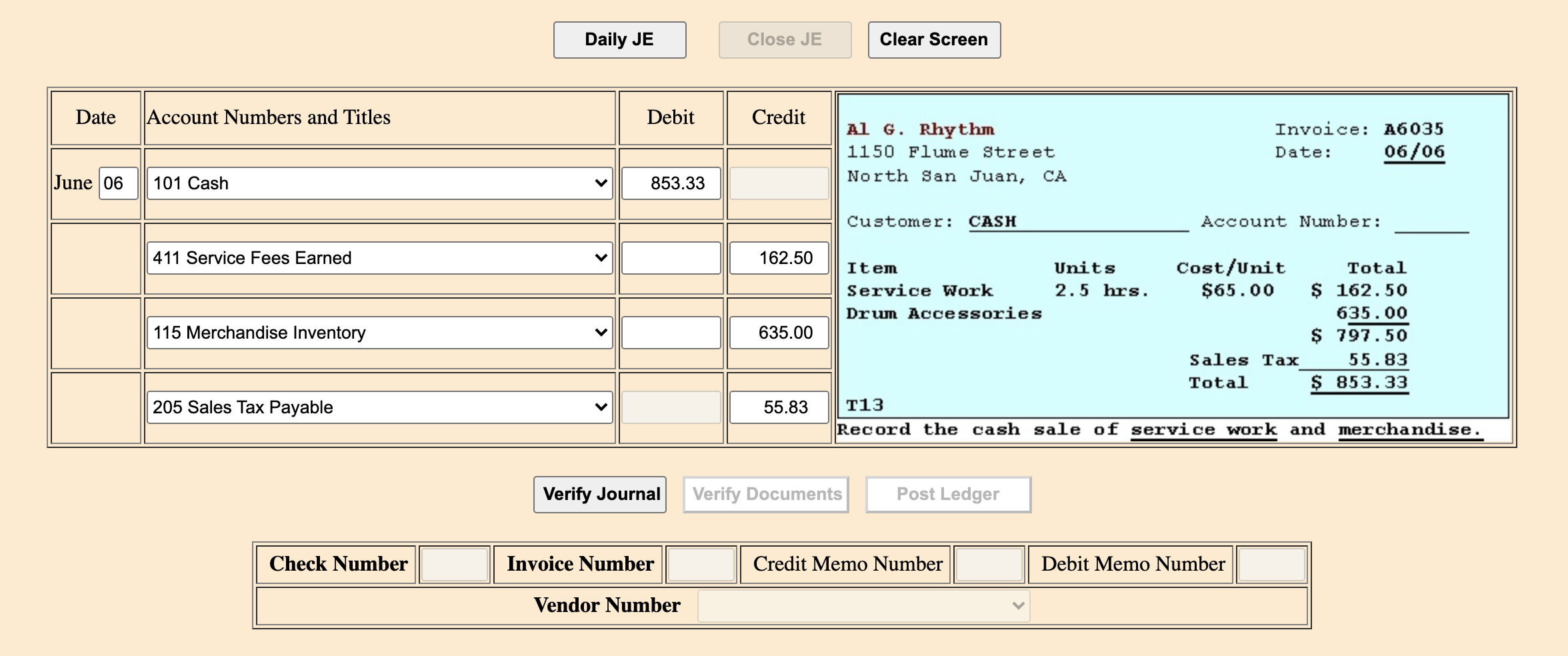Solved Daily JE Close JE Clear Screen Date Account Numbers Solved Daily JE Close JE Clear Screen Date Account Numbers