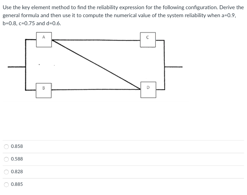 Solved Use the key element method to find the reliability | Chegg.com