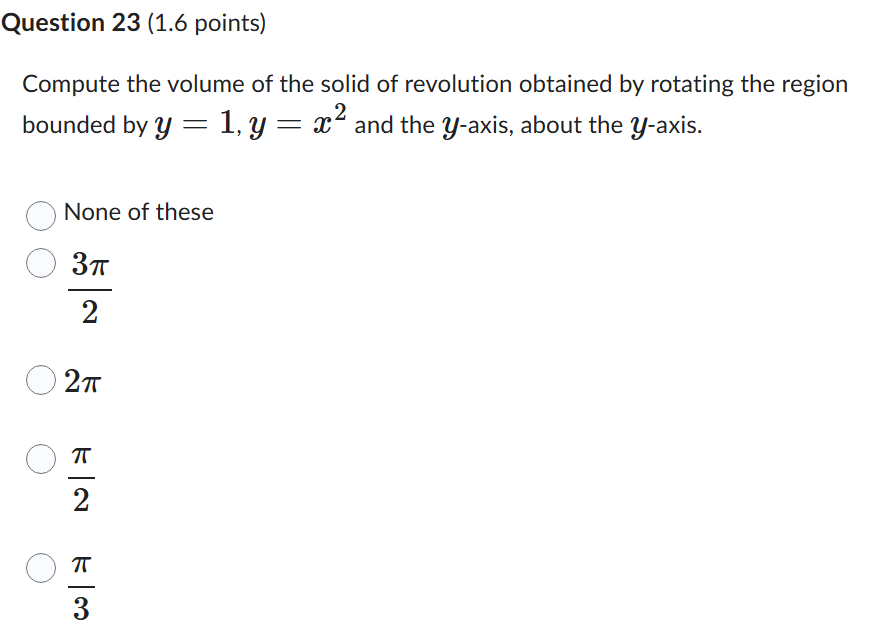 Solved Compute the volume of the solid of revolution | Chegg.com