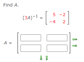 Solved Find A. 5 - 2 (3A)-1 = A = | Chegg.com