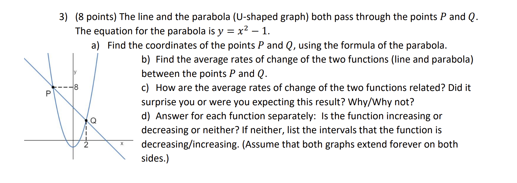 Solved - 3) (8 points) The line and the parabola (U-shaped | Chegg.com