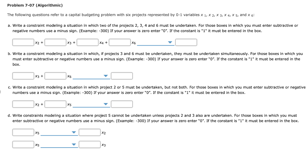 Solved Problem 7-07 (Algorithmic) The Following Questions | Chegg.com